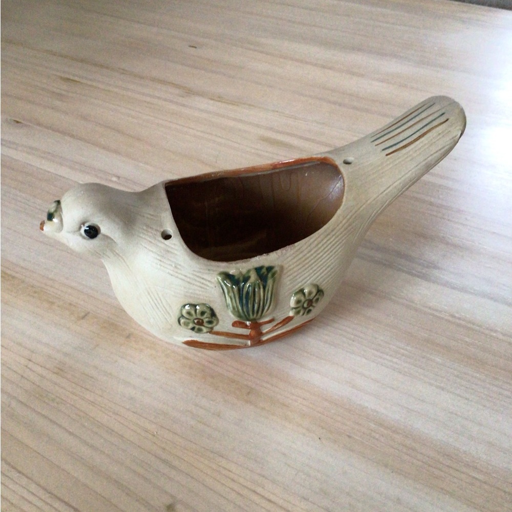 Vintage Dove Planter Hanging Spirtual Boho Pottery 1970s Matte Glaze Clay - Picture 3 of 10